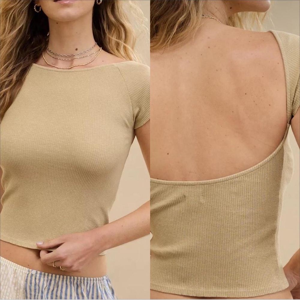 Aerie Ribbed Open Back T-Shirt